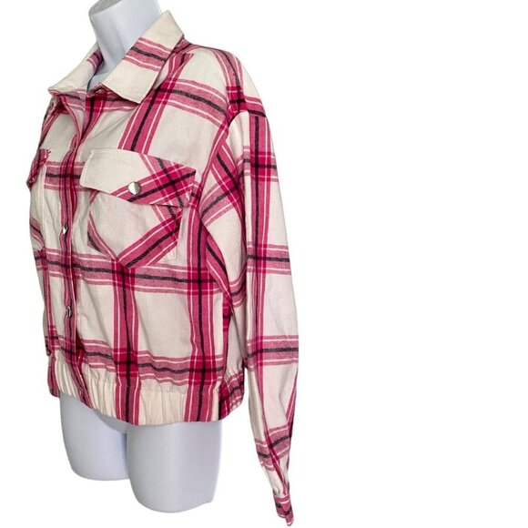 Jolie & Joy Juniors Button Down Pink and White Plaid Jacket Medium - Picture 5 of 11